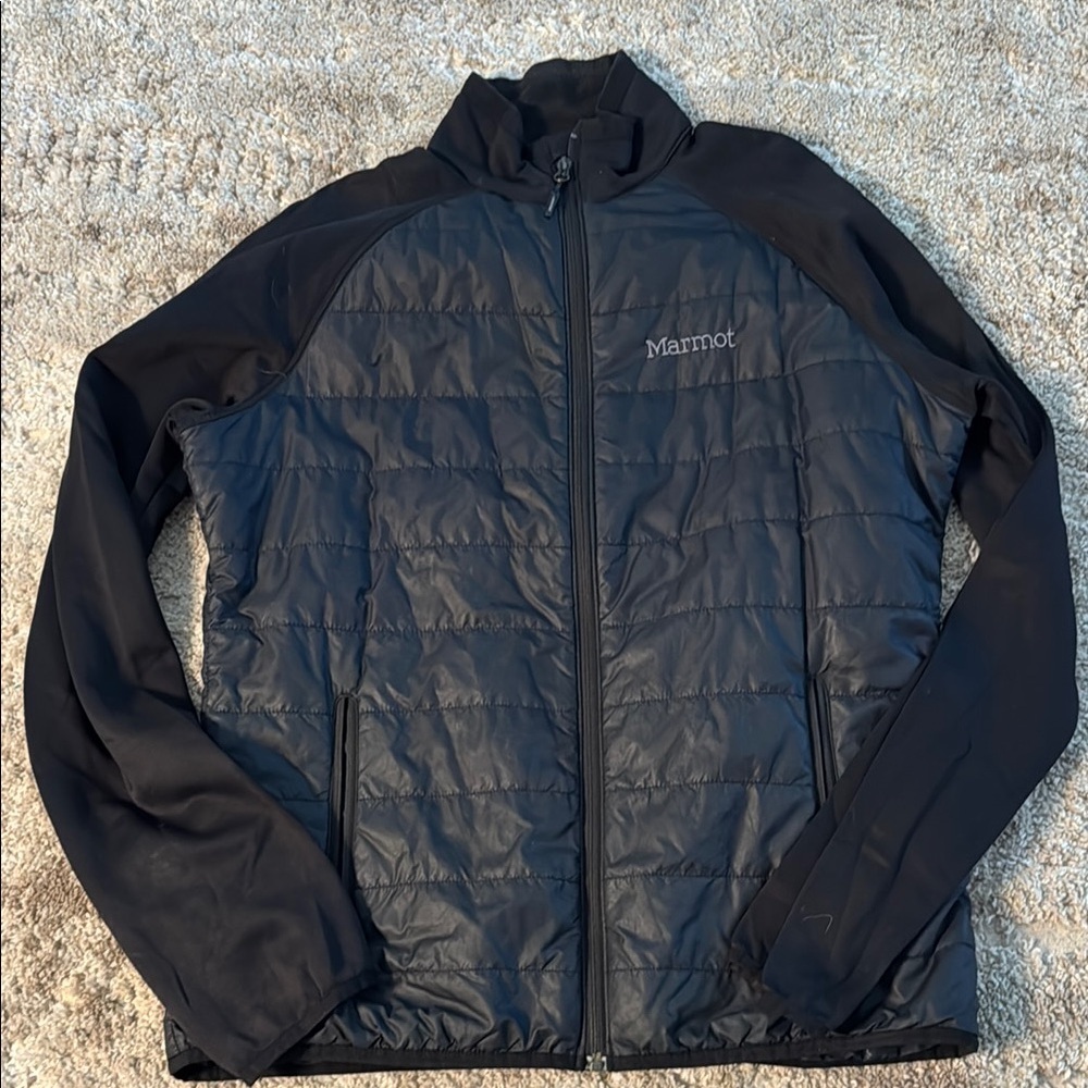 🍍 Marmot Vest Mens Med with Sleeves Black Nylon Polyester Zip Soft Shell